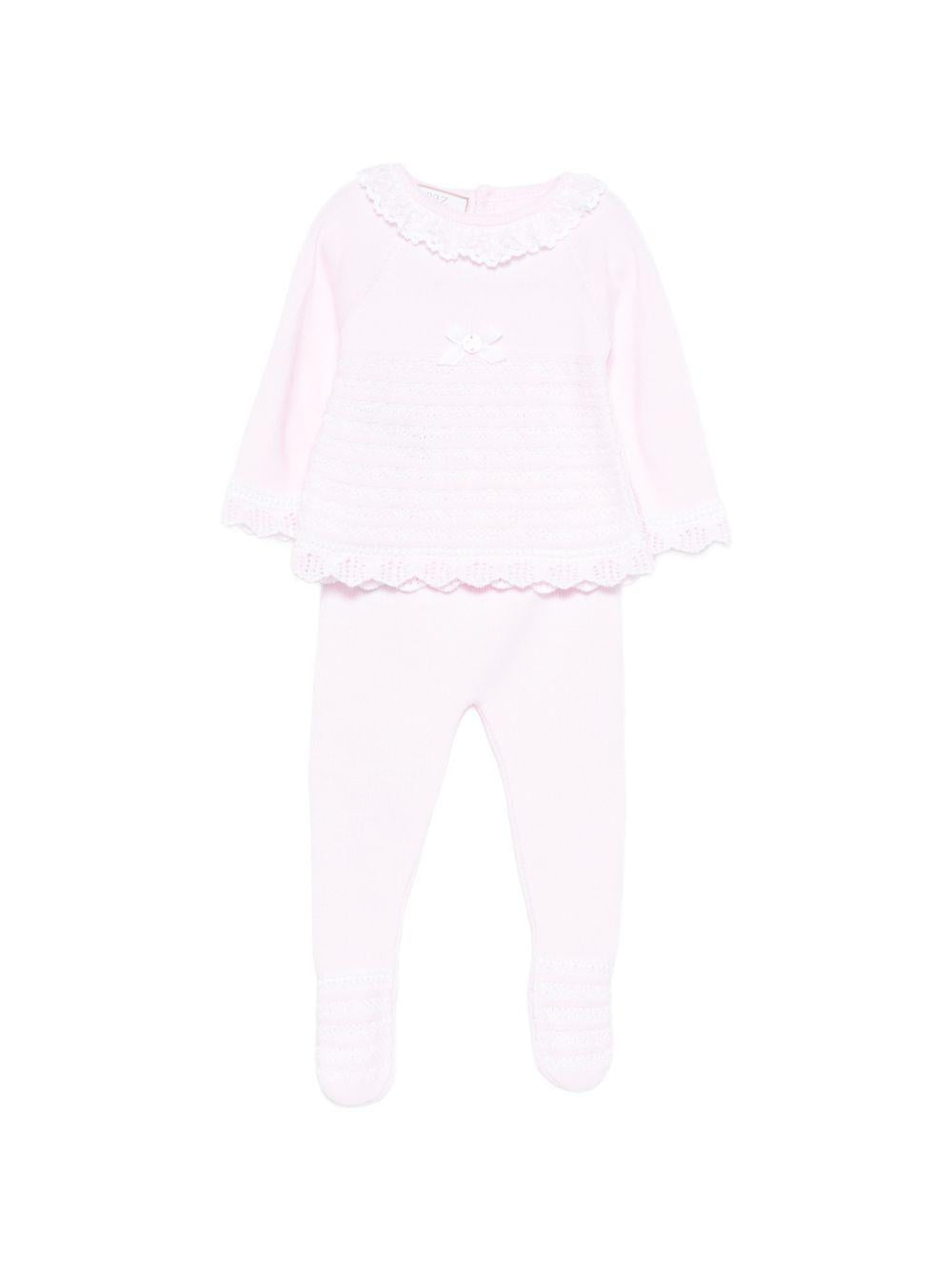 Set maglia con pantaloni per neonata Paz Rodriguez rosa con finitura in pizzo 103-123382 3701 PaZ RODRIGUEZ