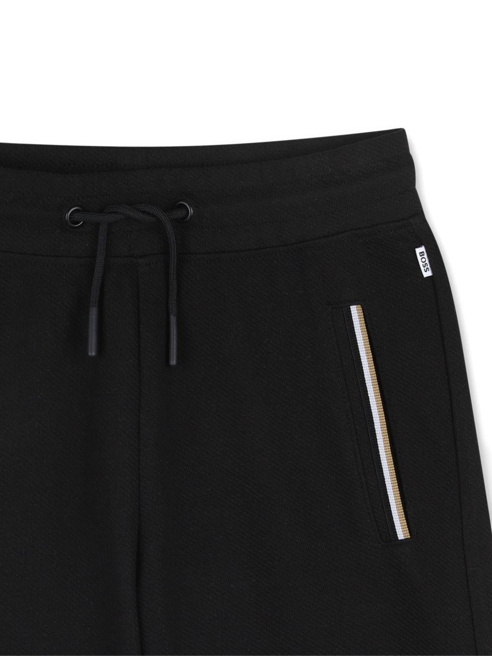 Shorts per bambino Boss Kids nero con dettgali a righe J52932 09B BOSS KIDS