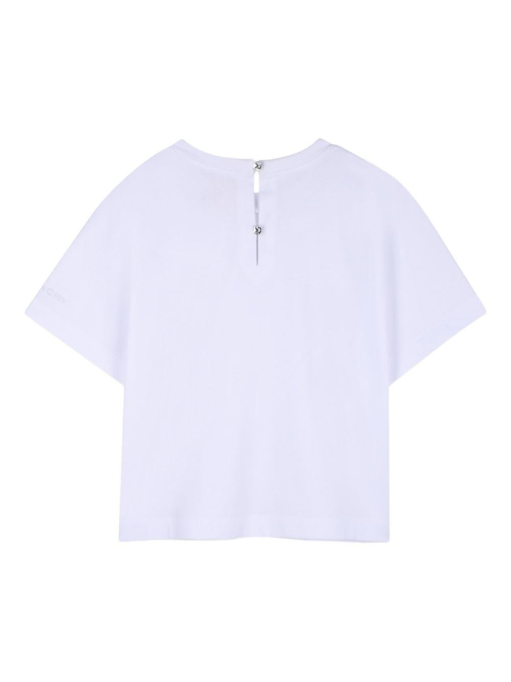 T-shirt per bambina Givenchy Kids bianca con decorazione a perline H31228 10P GIVENCHY KIDS