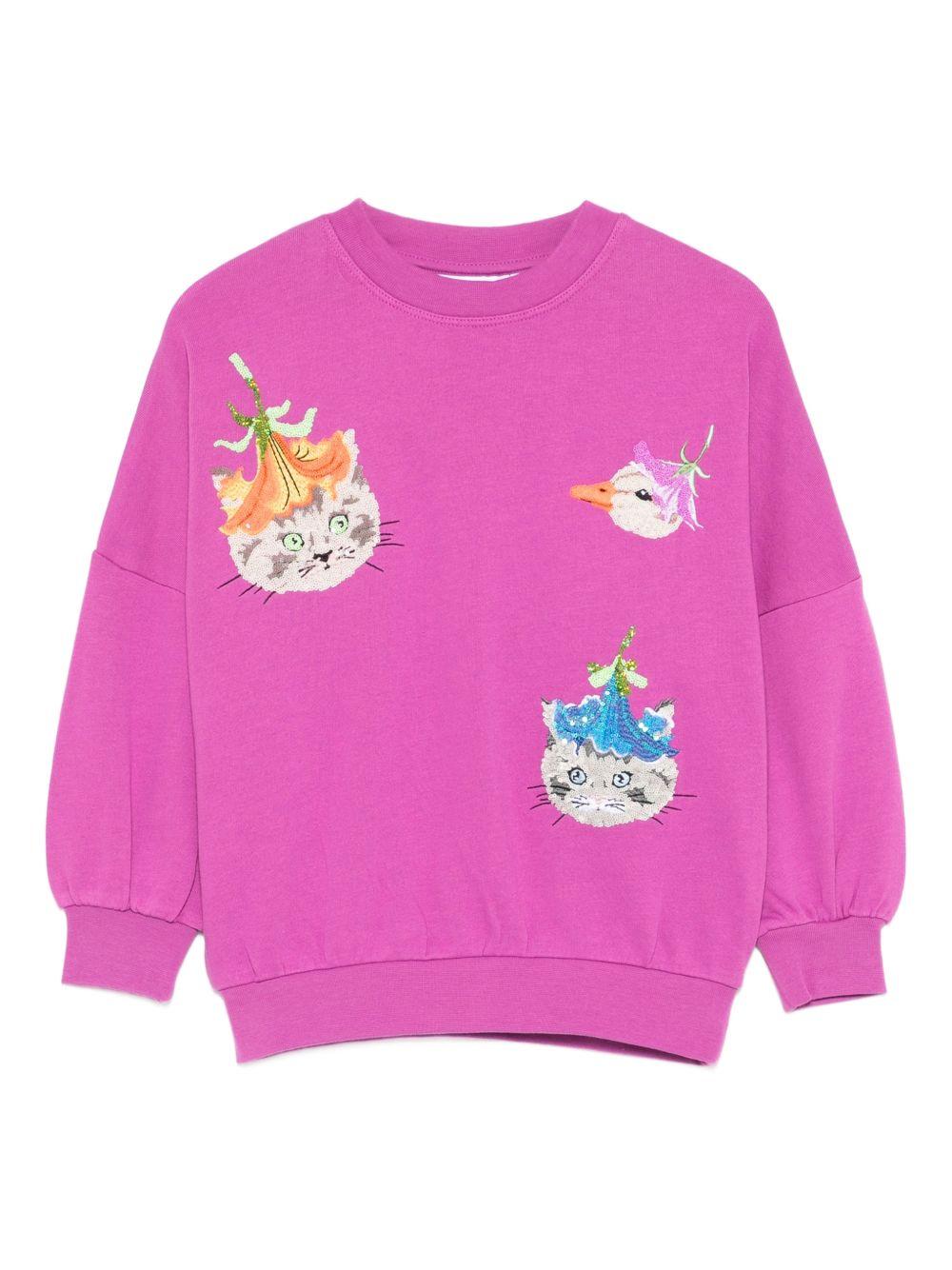 Felpa per bambina Molo fucsia con stampa grafica animali 2S26J207 5678 MOLO