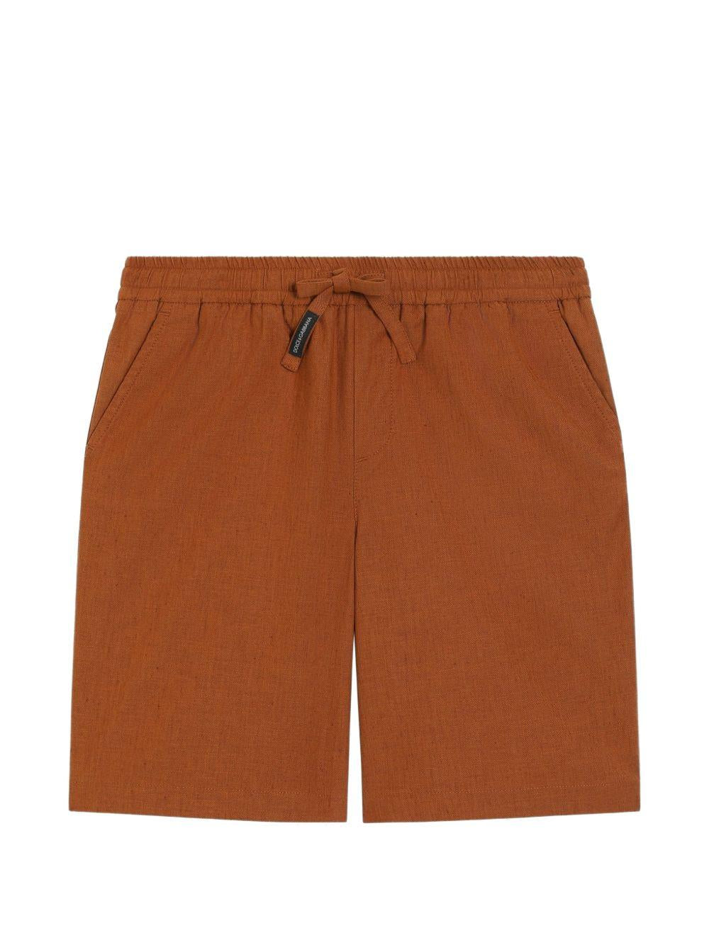 Shorts per bambino Dolce & Gabbana Kids marroni con vita elasticizzata L43Q58 LT372 A0405 DOLCE & GABBANA KIDS