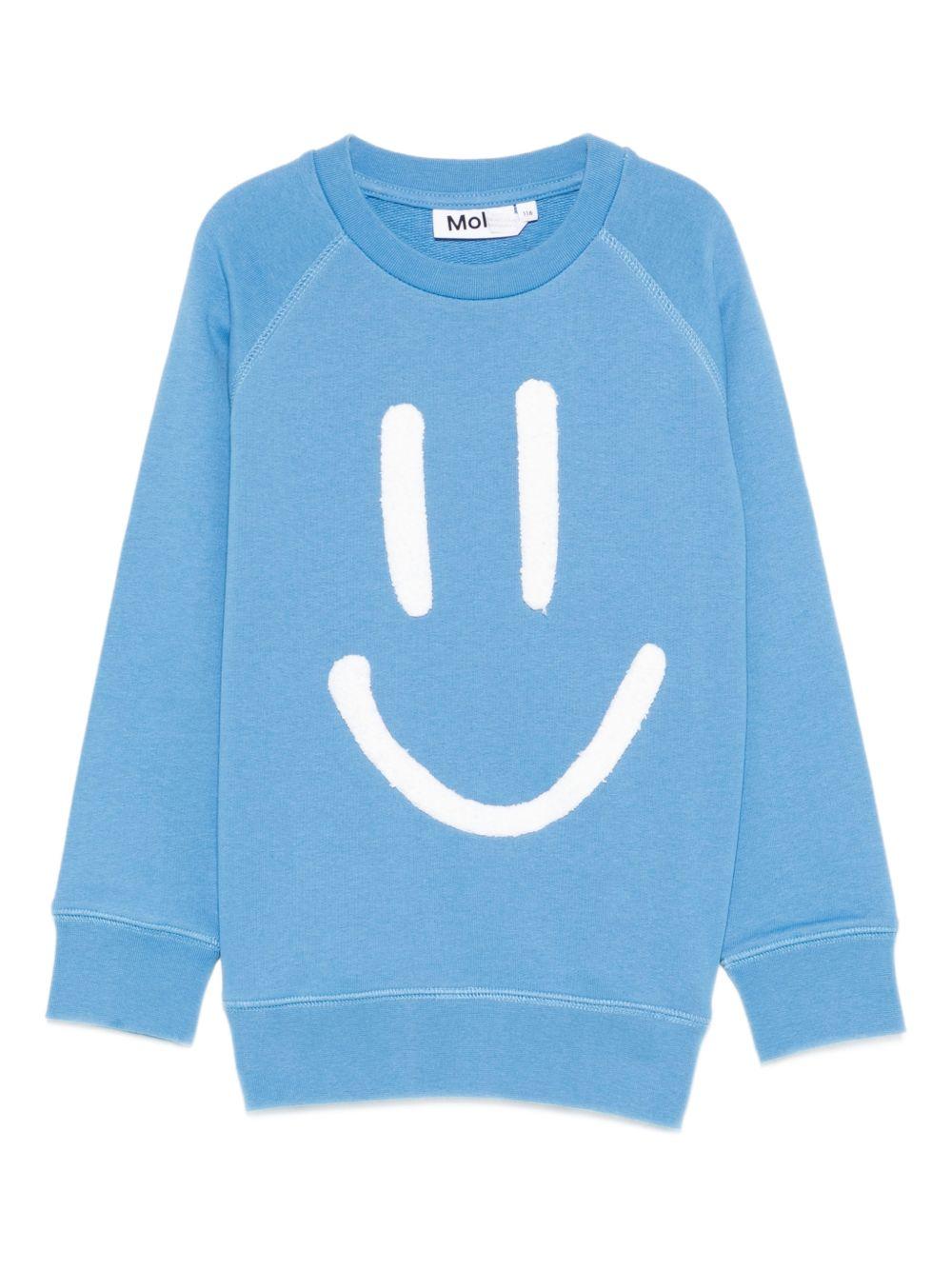 Felpa Mike per bambino Molo azzurra con stampa smile 6S26J201 5615 MOLO
