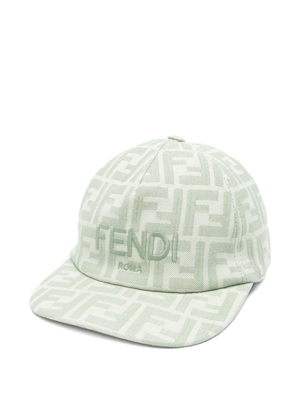 Cappello per bambino Fendi Kids verde con logo all-over JFP082 AWF6 F0QG2 FENDI KIDS
