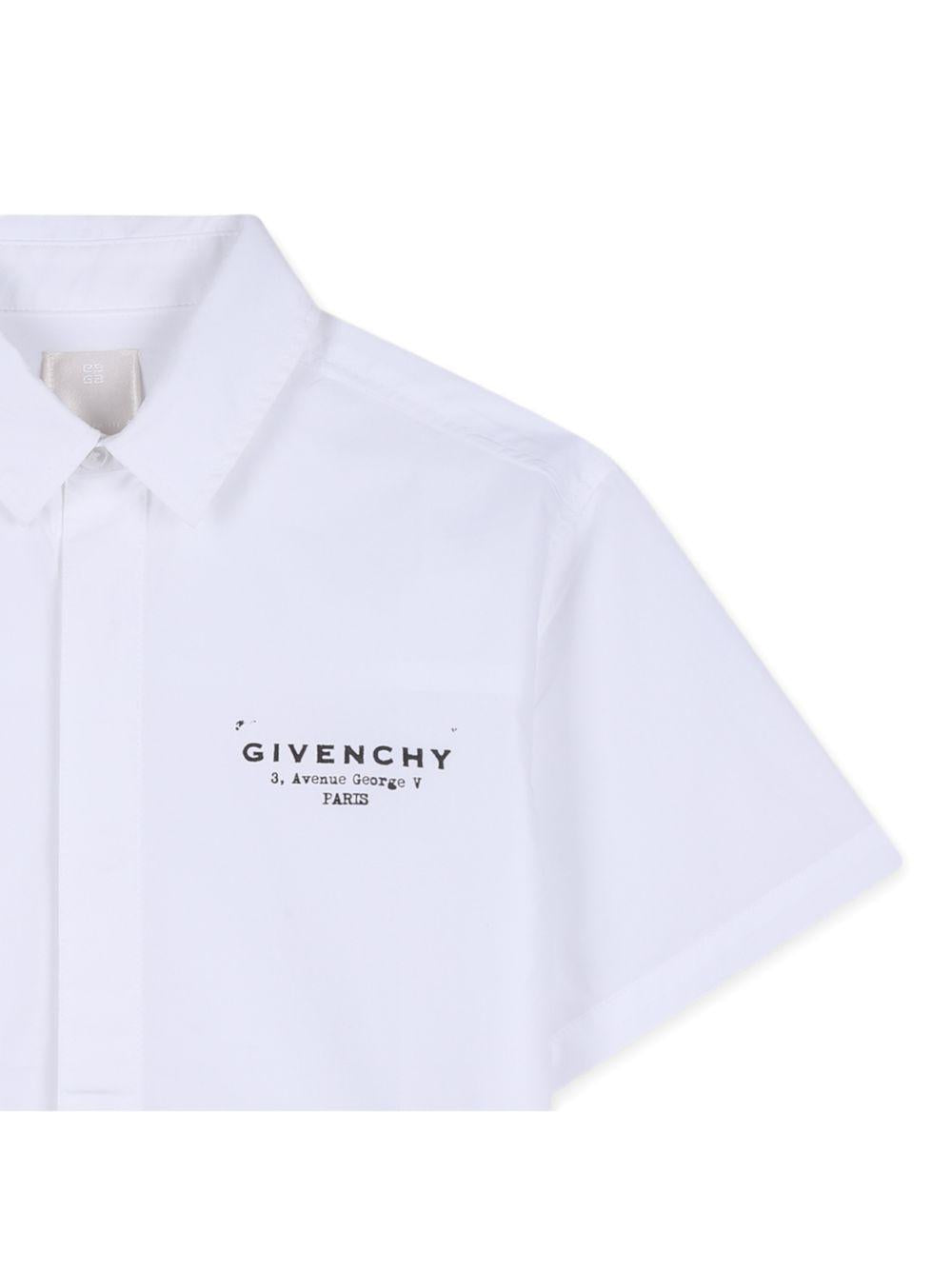 Camicia per bambino Givenchy Kids bianca con logo sul davanti H31079 10P GIVENCHY KIDS