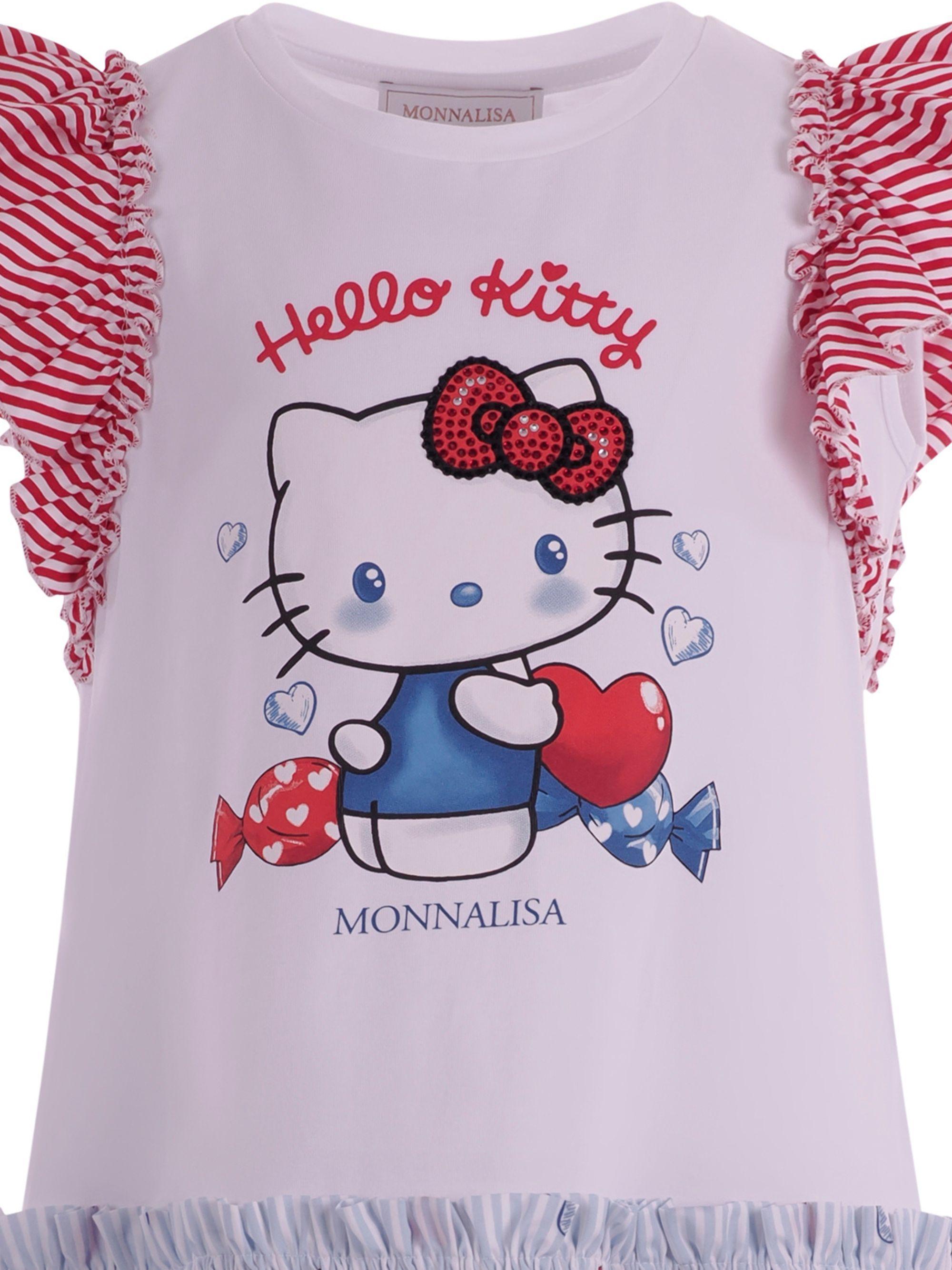 Abito per bambina Monnalisa multicolor con stampa grafica sul davanti 11G917 7201 0099 MONNALISA