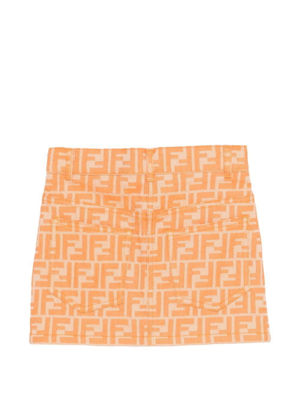 Gonna per bambina Fendi Kids arancione con logo all-over JFE203 AVW1 F1JYS FENDI KIDS