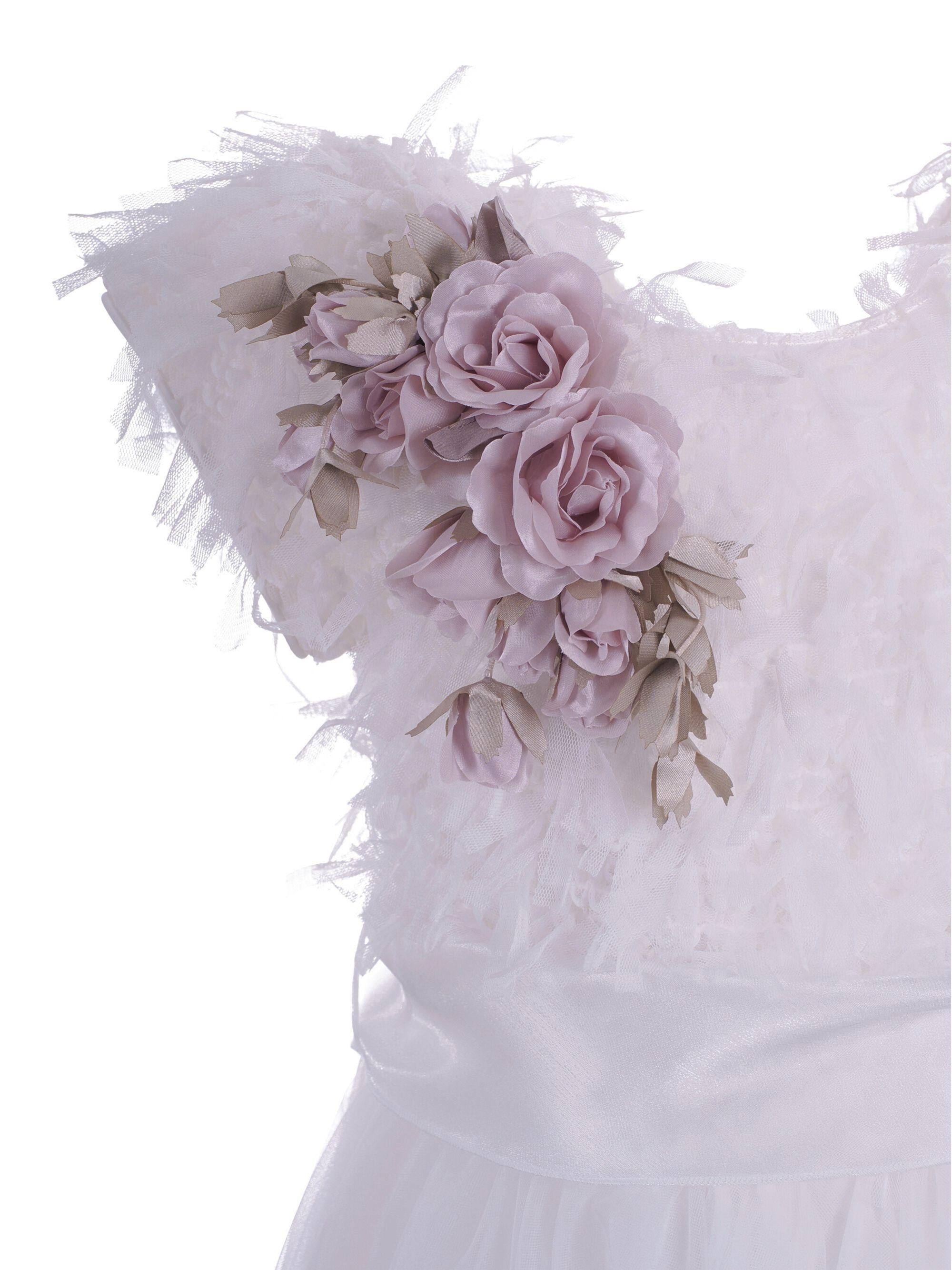 Abito per bambina Monnalisa bianco con applicazione fiori 79G900 7044 0001 MONNALISA