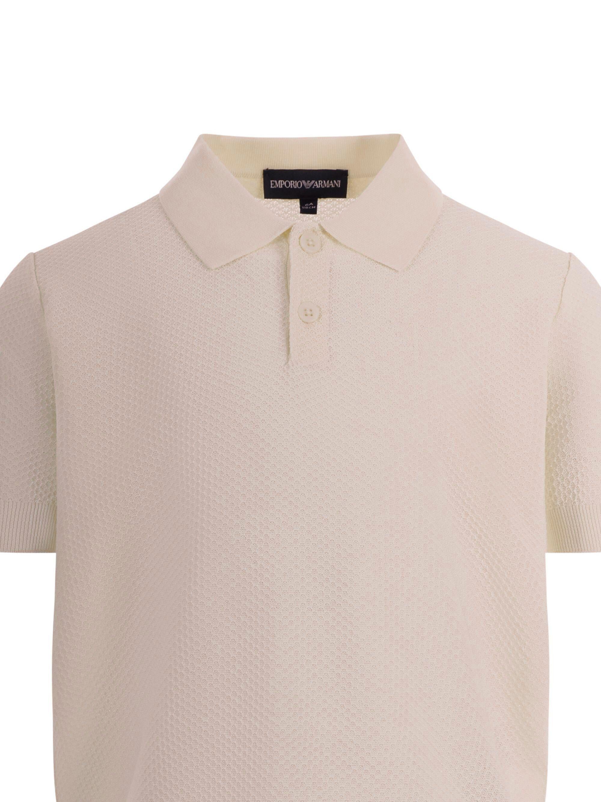 T-shirt per bambino Emporio Armani Kids beige con texture traforata EB001222 AF23412 U0007 EMPORIO ARMANI KIDS