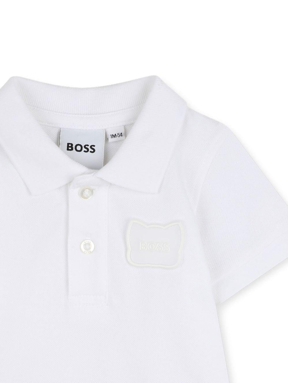 Tutina per neonato Boss Kids bianca con dettaglio applicato J53033 10P BOSS KIDS
