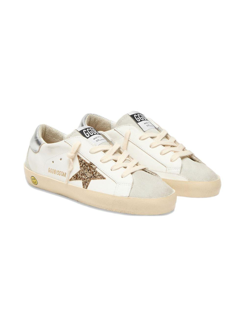 Sneakers in pelle per bambina Golden Goose Kids bianco con stella glitter F00102F008030 10417 GOLDEN GOOSE KIDS