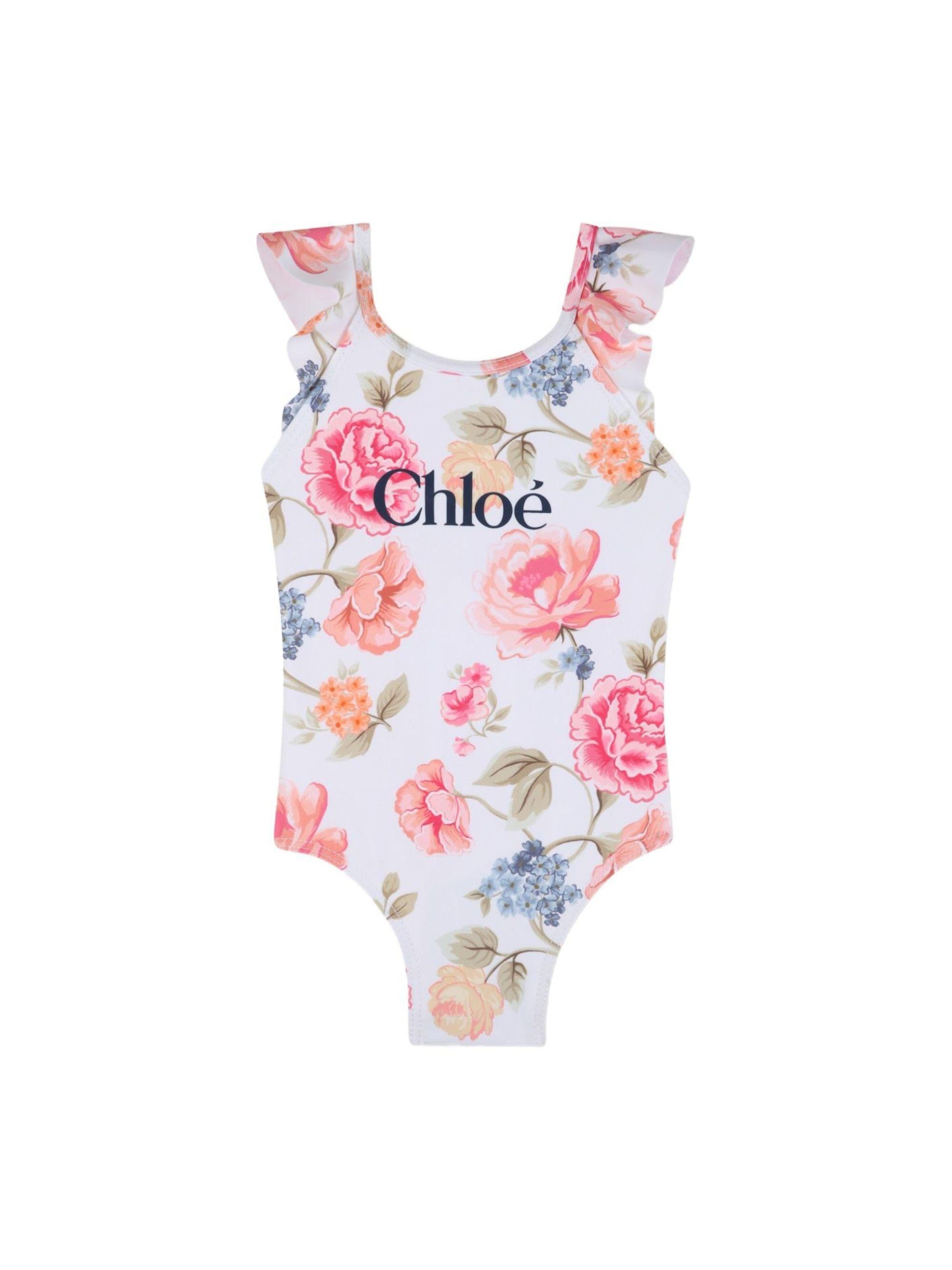 Costume da bagno per neonata Chloé Kids bianco con stampa a fiori C20915 S95 CHLOE' KIDS
