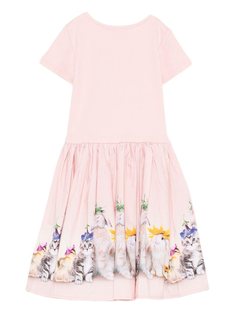 Abito per bambina Molo rosa con stampa grafica animali 2S26E102 5228 MOLO