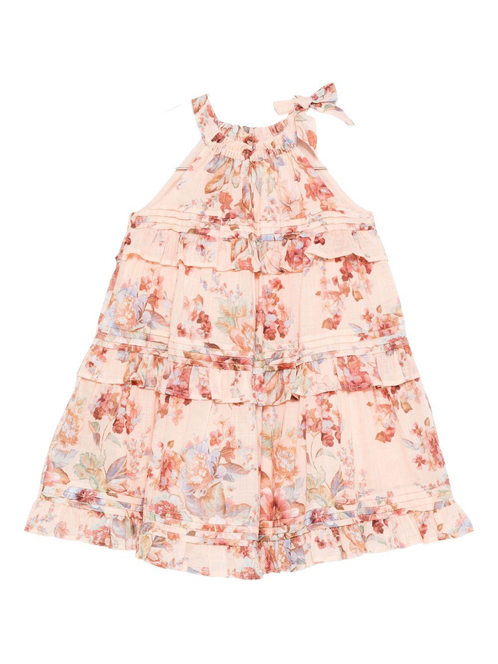 Abito per bambina Zimmermann Kids rosa con stampa floreale 9263DR S261 ZIMMERMANN KIDS