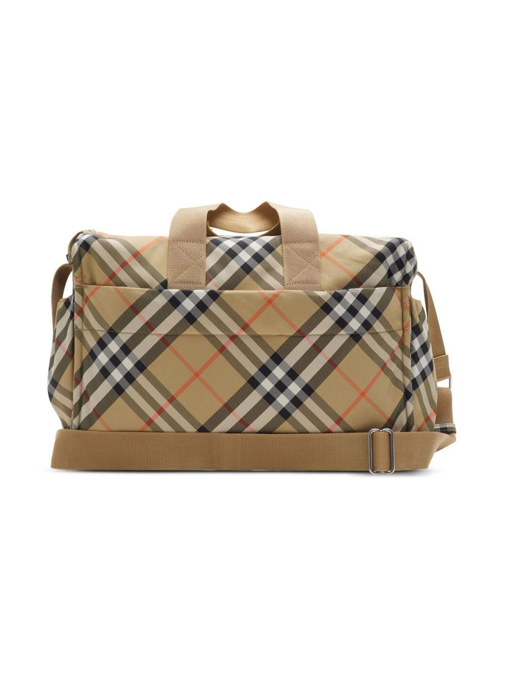Borsa fasciatoio per neonati Burberry Kids marrone a quadri con scomparto laterale 8100214 B9368 BURBERRY KIDS