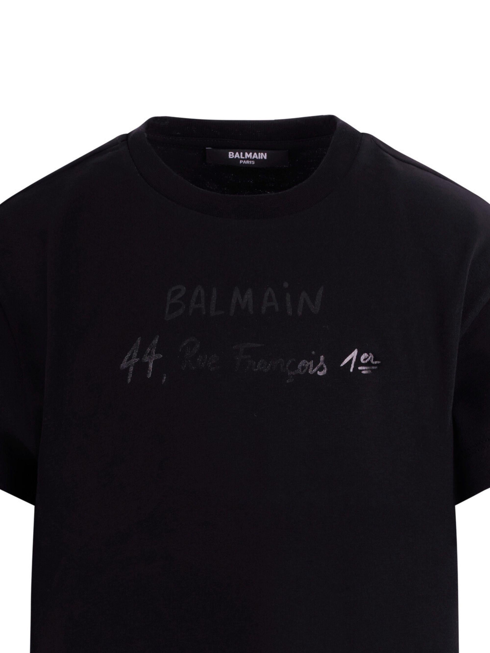 T-shirt per bambino Balmain Kids nera con logo sul fronte BY8B11 Z3672 930NE BALMAIN KIDS