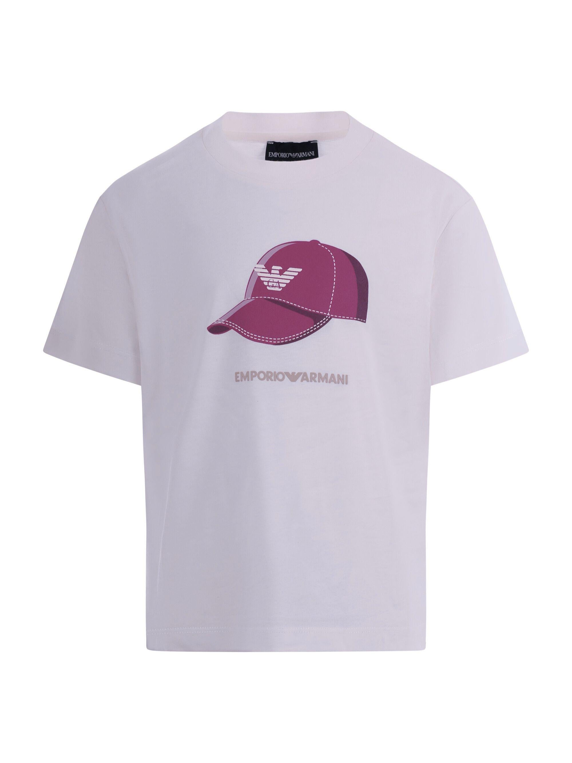 T-shirt per bambino Emporio Armani Kids bianca con stampa grafica sul davanti EB001344 AF14503 U0003 EMPORIO ARMANI KIDS