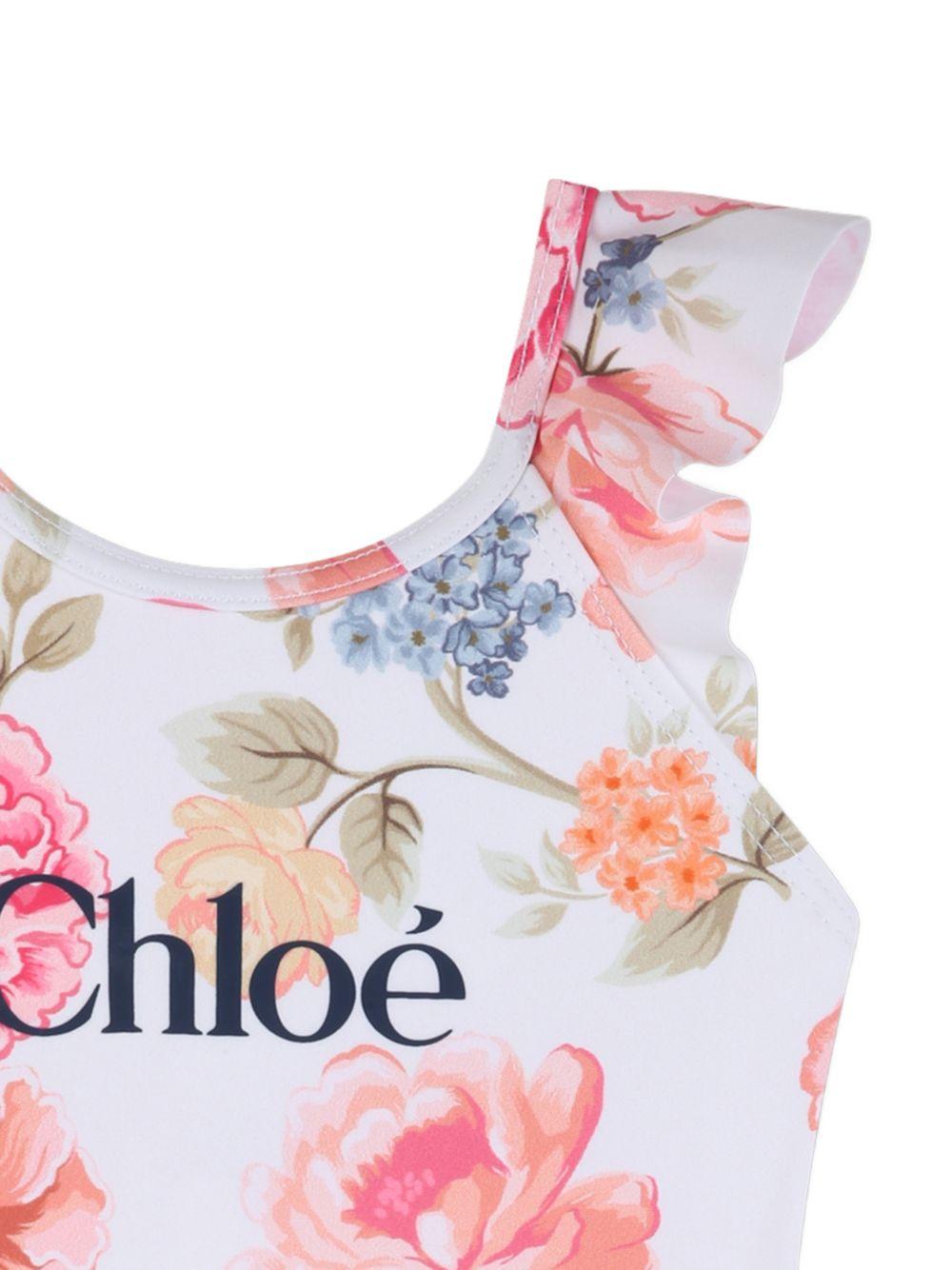 Costume da bagno per neonata Chloé Kids bianco con stampa a fiori C20915 S95 CHLOE' KIDS