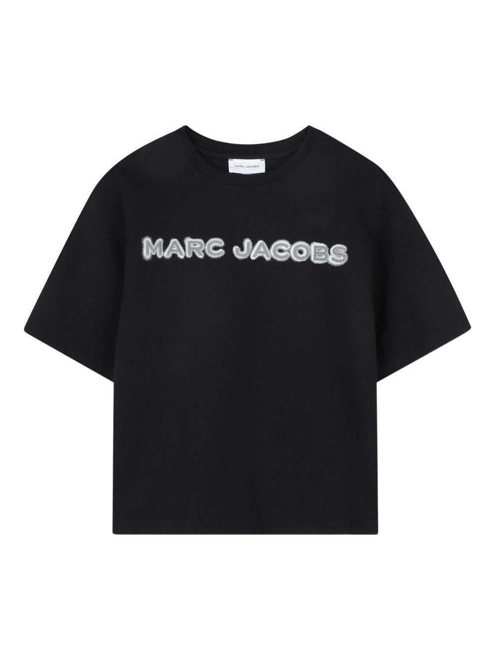 T-shirt per bambino The Marc Jacobs Kids nera con logo sul davanti W60755 09B THE MARC JACOBS KIDS