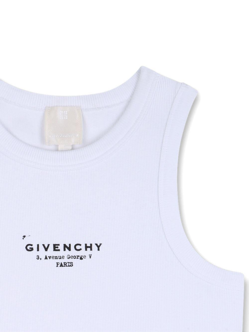 Canotta per bambina Givenchy Kids bianca con logo sul davanti H31114 10P GIVENCHY KIDS