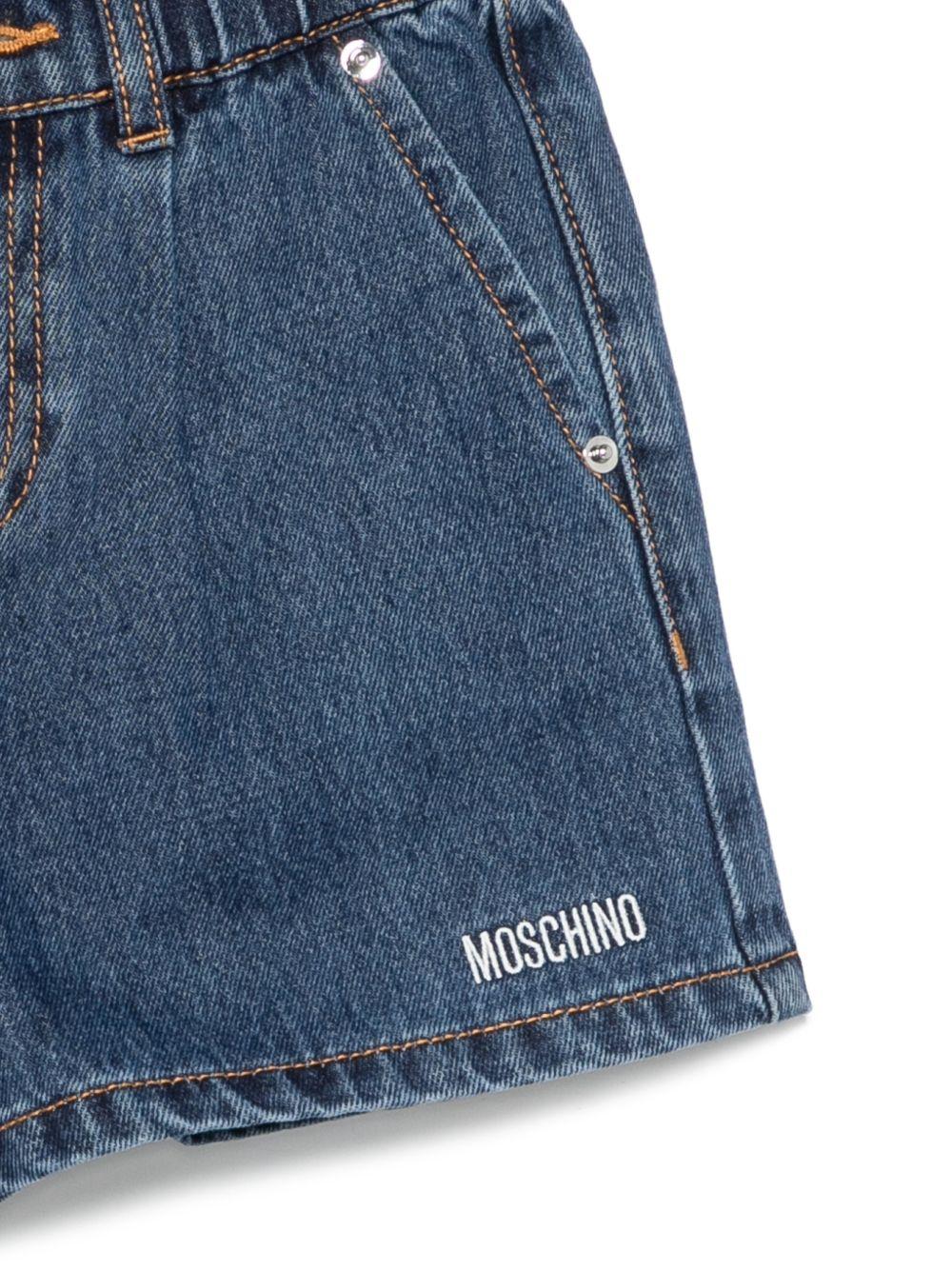 Shorts per bambina Moschino Kids denim con logo ricamato HDQ024L0E35 41104 MOSCHINO KIDS