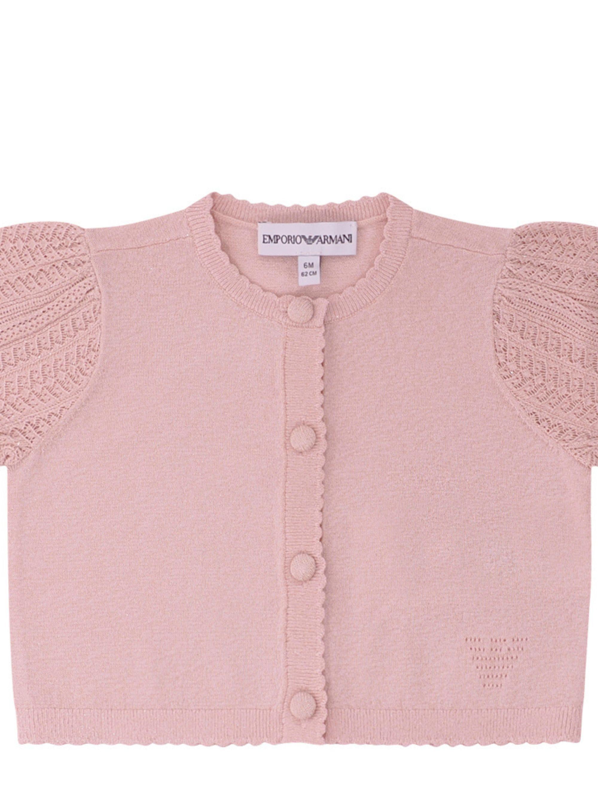 Cardigan per neonata Emporio Armani Kids rosa con trama lavorata a maglia EG000780 AF22791 U4013 EMPORIO ARMANI KIDS