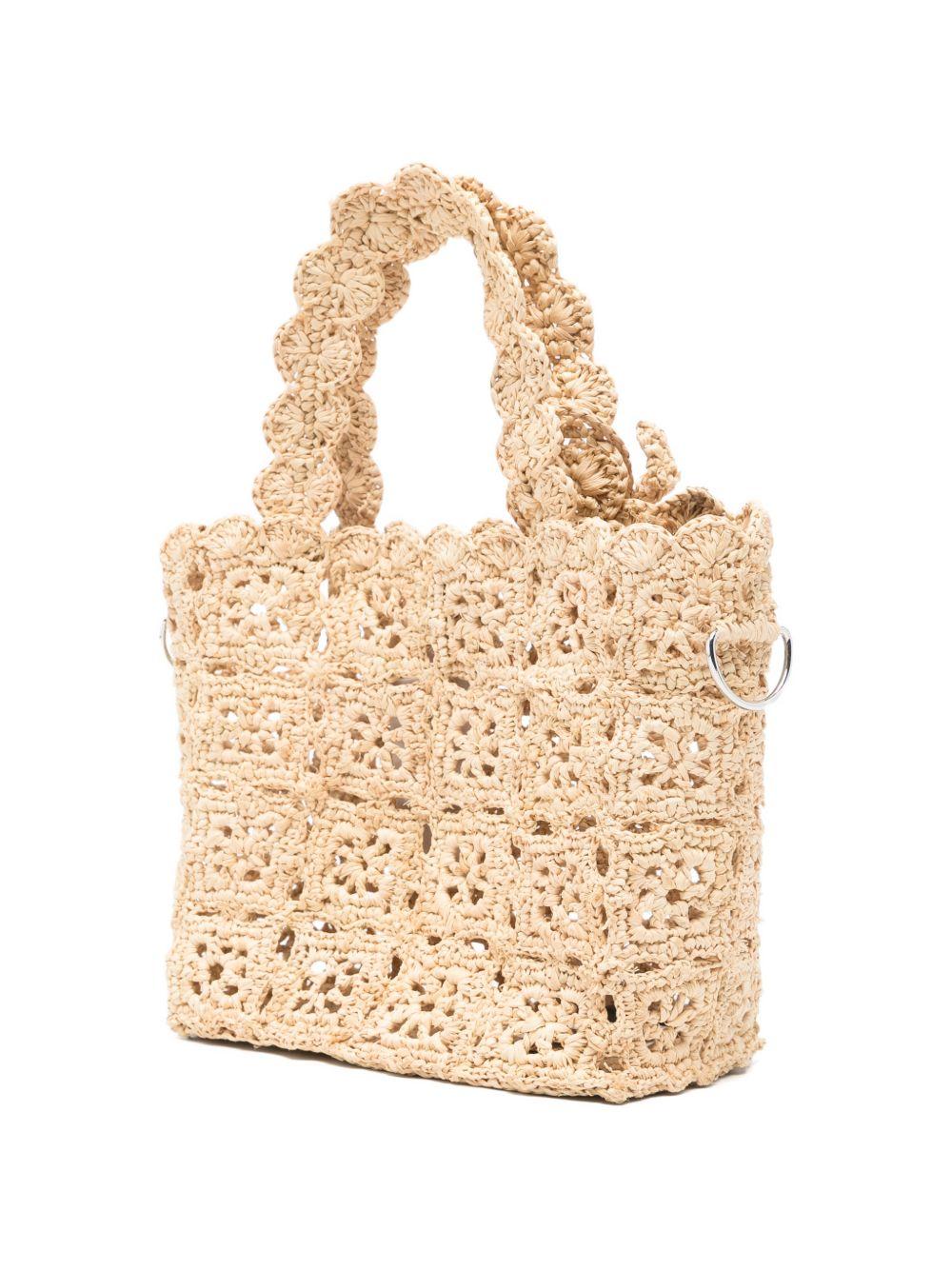 Borsa a spalla per bambina Bonpoint beige con lavorazione all'uncinetto S06GBAW00012 006 BONPOINT