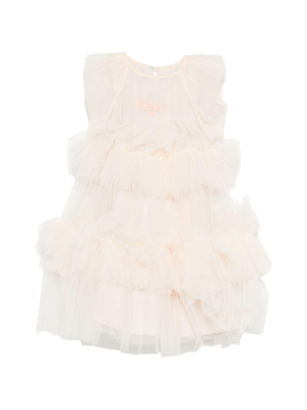 Abito per bambina Fendi Kids rosa con ruches JFB840 AEXX F0MXV FENDI KIDS
