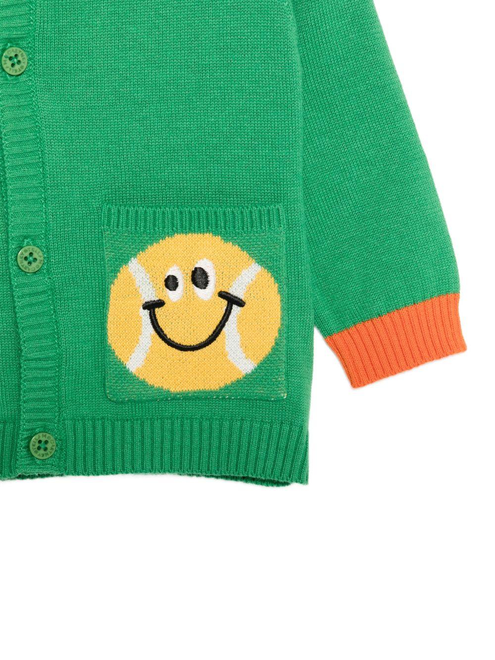 Cardigan per neonato Stella McCartney Kids verde con ricamo palline da tennis e basket TY9500 Z2922 769 STELLA McCARTNEY KIDS