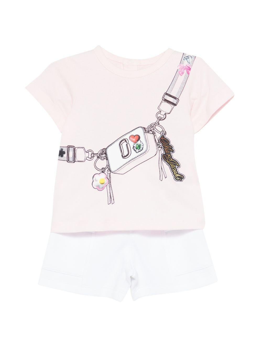 Completo t-shirt e shorts per bambina The Marc Jacobs Kids rosa con stampa grafica W60816 475 THE MARC JACOBS KIDS