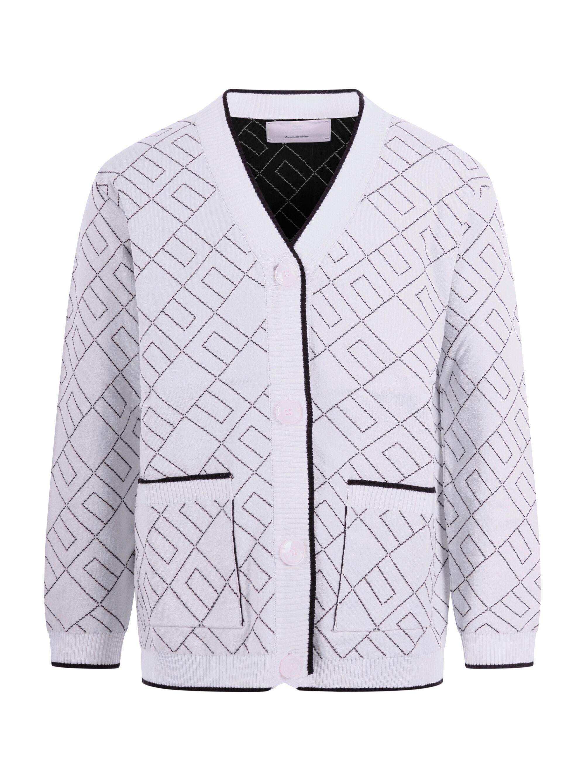 Cardigan per bambina Elisabetta Franchi La Mia Bambina bianco con motivo logo all-over EFMA182CFL229 D759 ElISABETTA FRANCHI