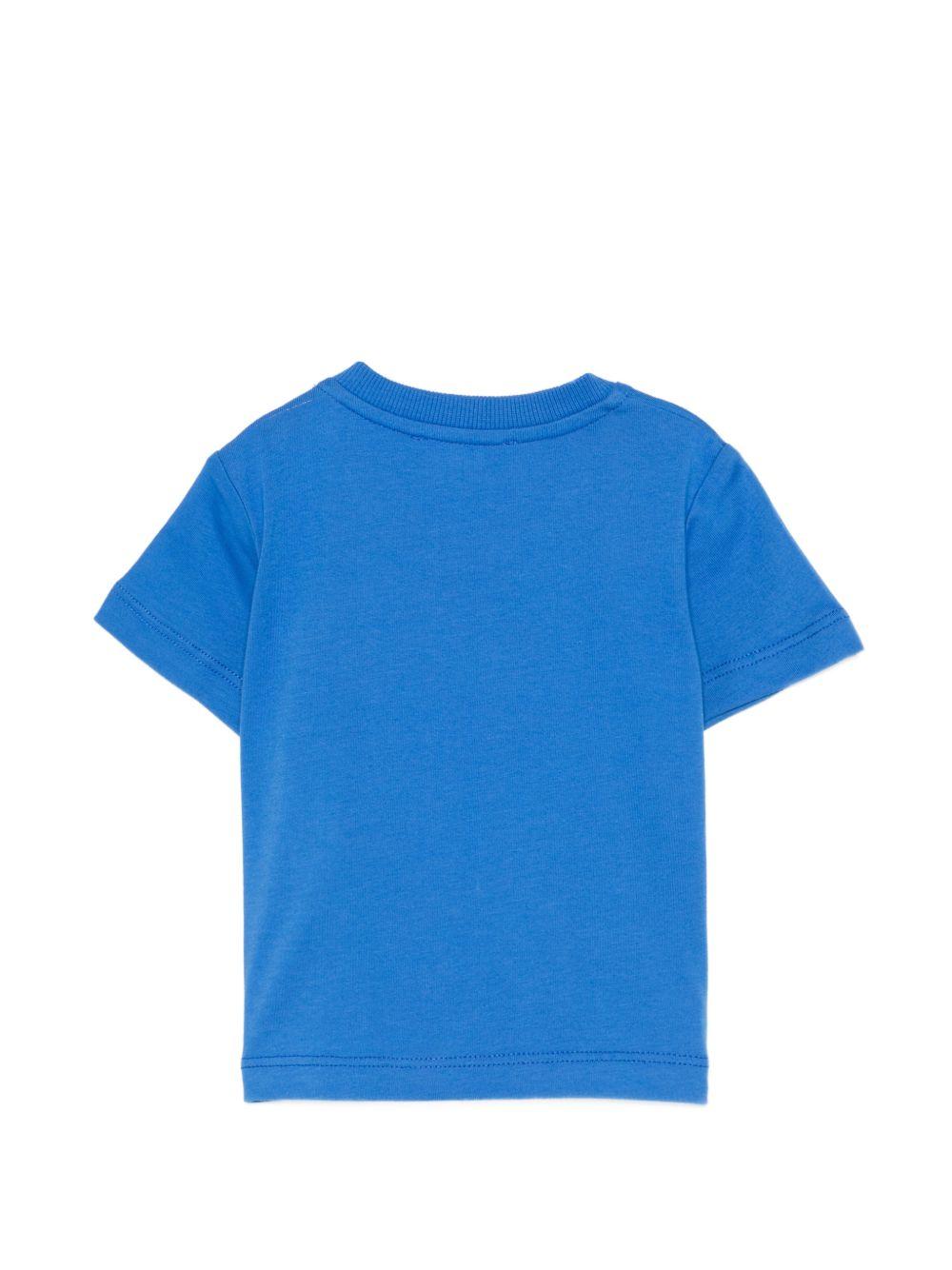 T-shirt per neonato Moschino Kids azzurra con dettagli in rilievo MVM047LAA24 40630 MOSCHINO KIDS