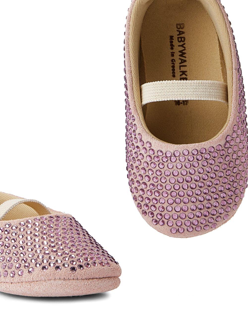 Ballerine per neonata BabyWalker rosa con decorazione di cristalli PB1624 NUDE BABYWALKER