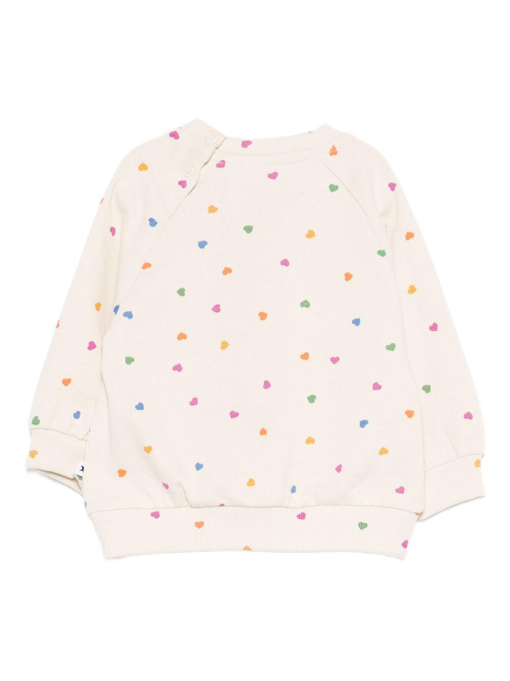 Felpa per neonata Molo bianca con stampa cuoricini all-over 6S26J203 9537 MOLO