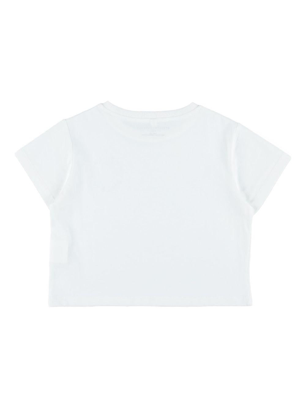 Maglietta per bambina Stella McCartney Kids bianca con logo circolare sul davanti TY8D22 Z0434 100 STELLA McCARTNEY KIDS