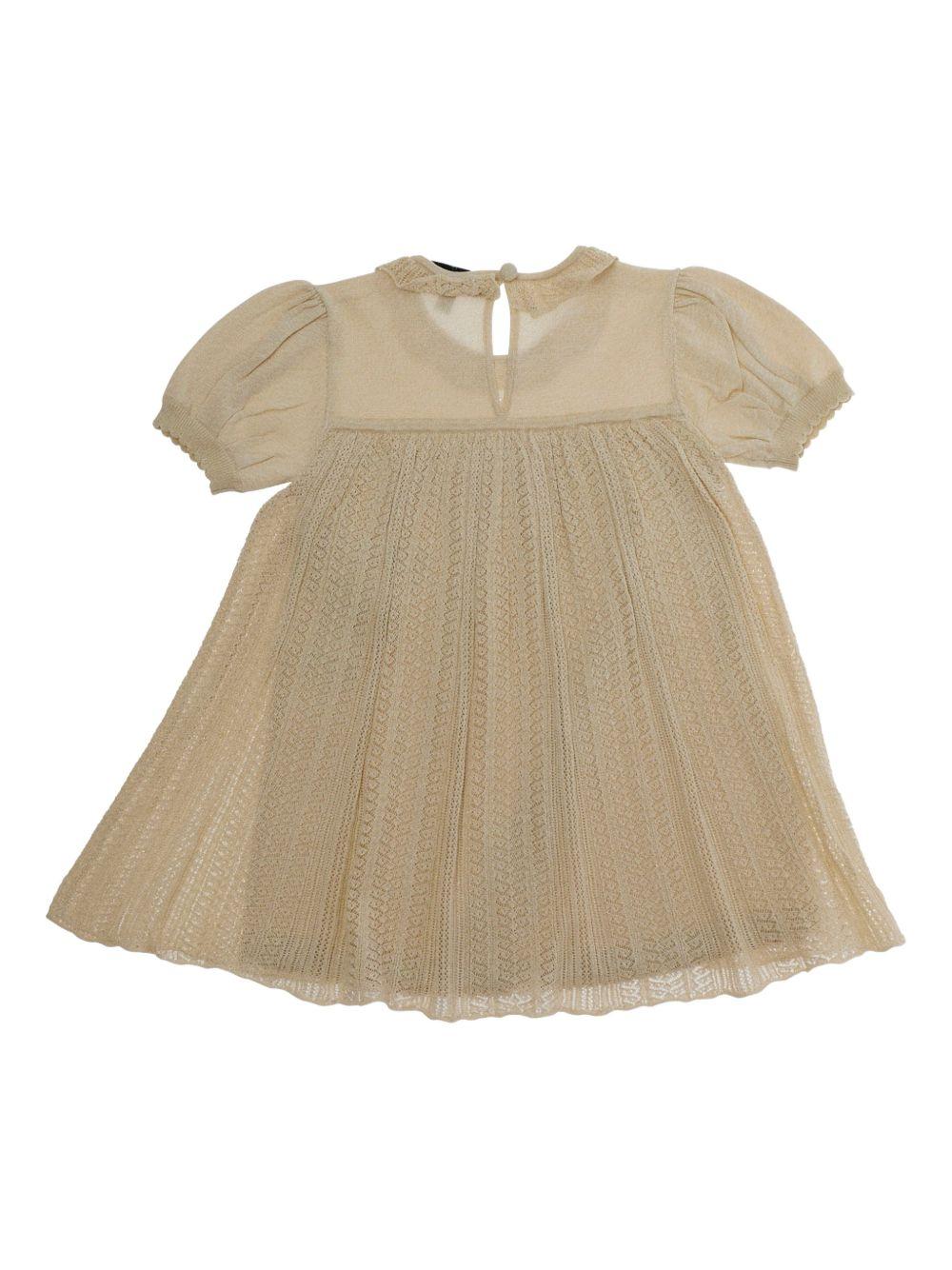 Abito per neonata Emporio Armani Kids beige con dettagli in pizzo EG000779 AF22791 U0007 EMPORIO ARMANI KIDS