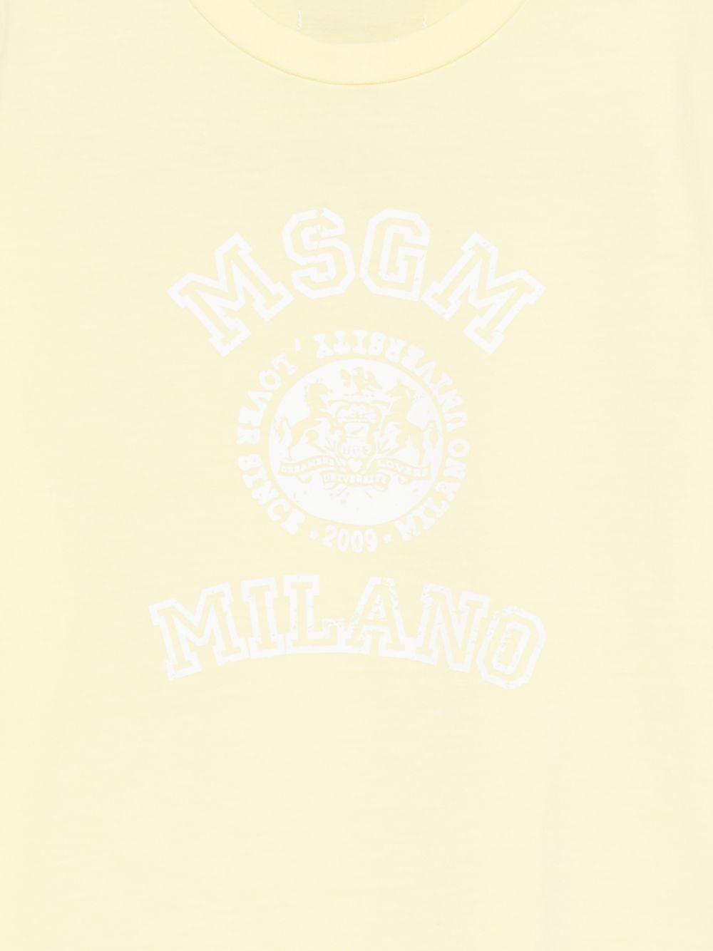 T-shirt per bambini MSGM Kids giallo con stampa sul davanti S6MSJUTH059 MS075 MSGM KIDS