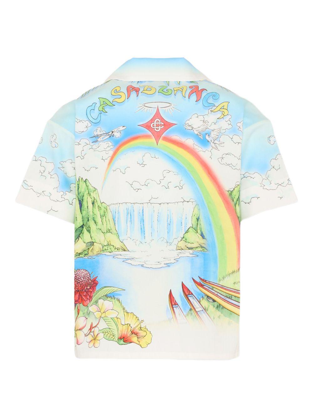 Camicia da bambino Casablanca Kids blu con stampa grafica KSP26SH18002 ALOHA CASABLANCA KIDS