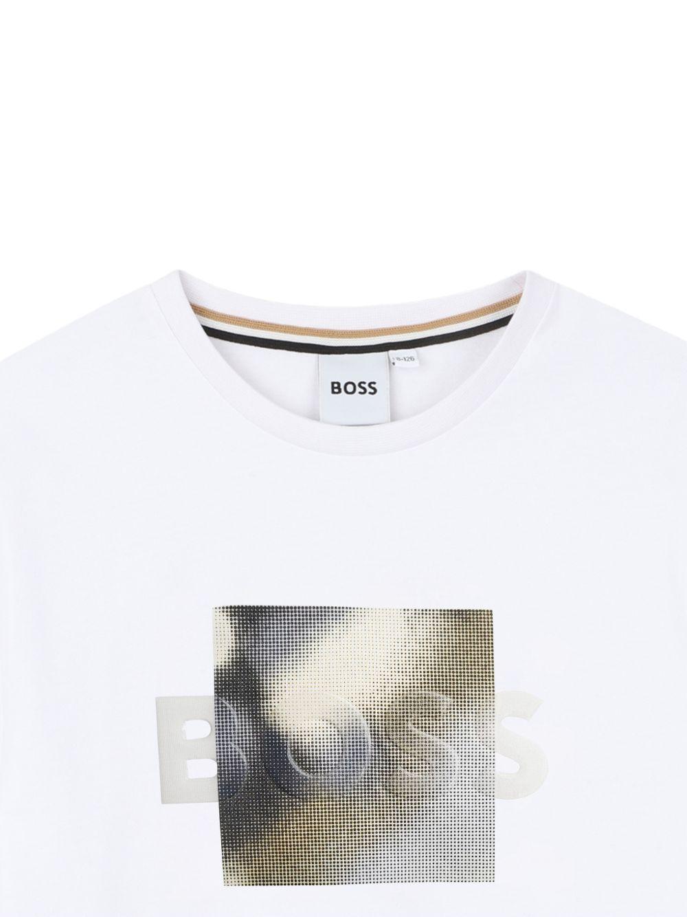 T-shirt per bambino Boss Kids bianco con stampa grafica J52980 10P BOSS KIDS