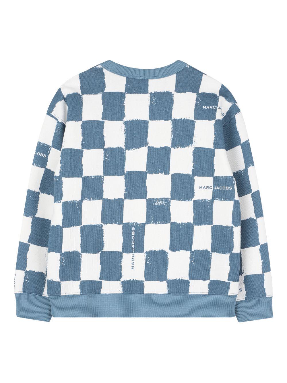 Felpa per bambino The Marc jacobs Kids azzurro con stampa a scacchi W60773 80B THE MARC JACOBS KIDS