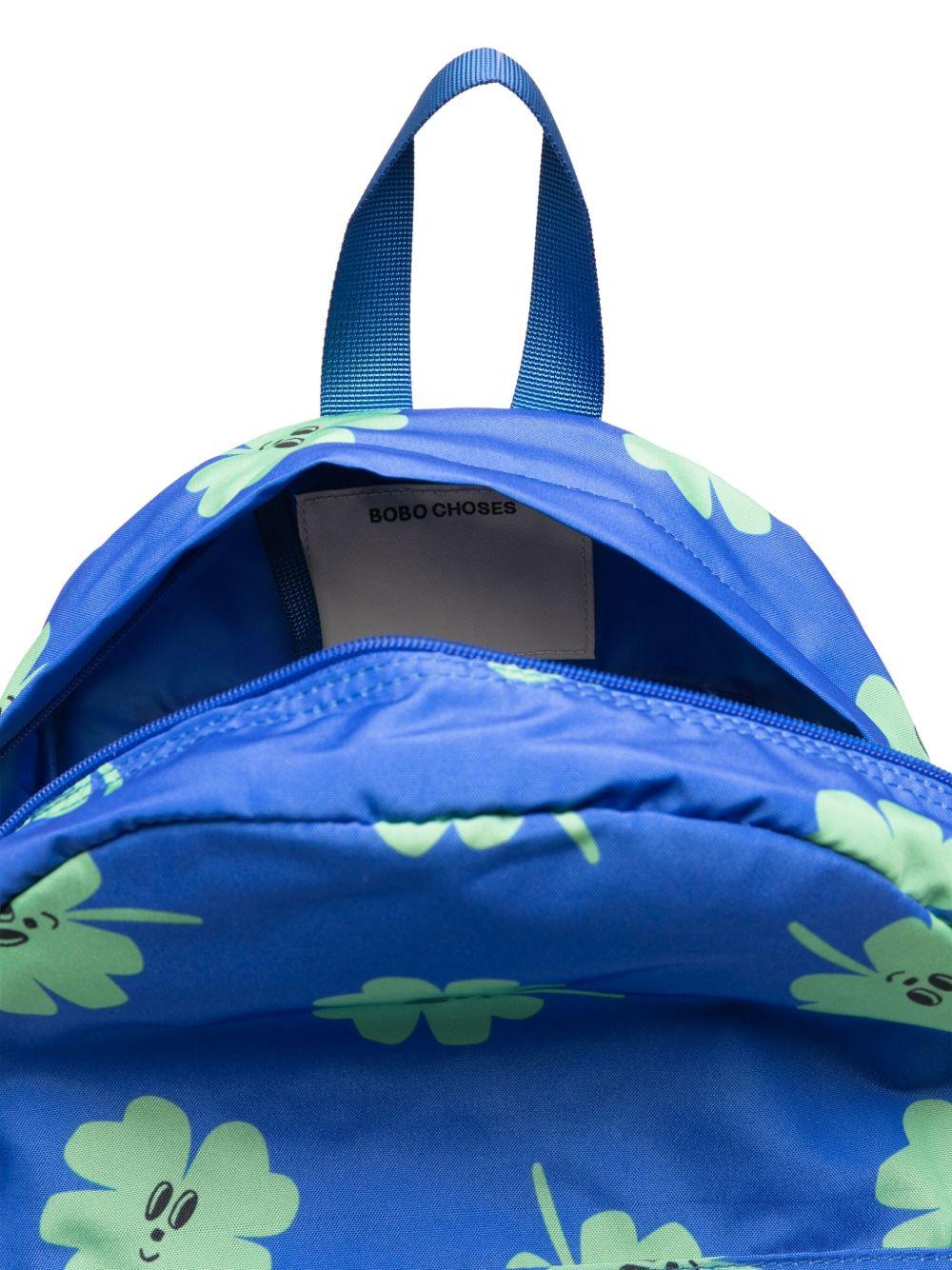 Zaino per bambini Bobo Choses blu con stampa quadrifoglio all-over B225AI054 421 BOBO CHOSES