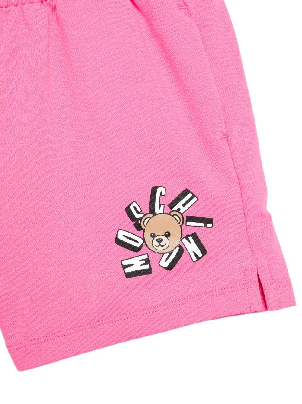 Shorts per bambina Moschino Kids rosa con stampa Teddy Bear HDQ025LCA19 50533 MOSCHINO KIDS