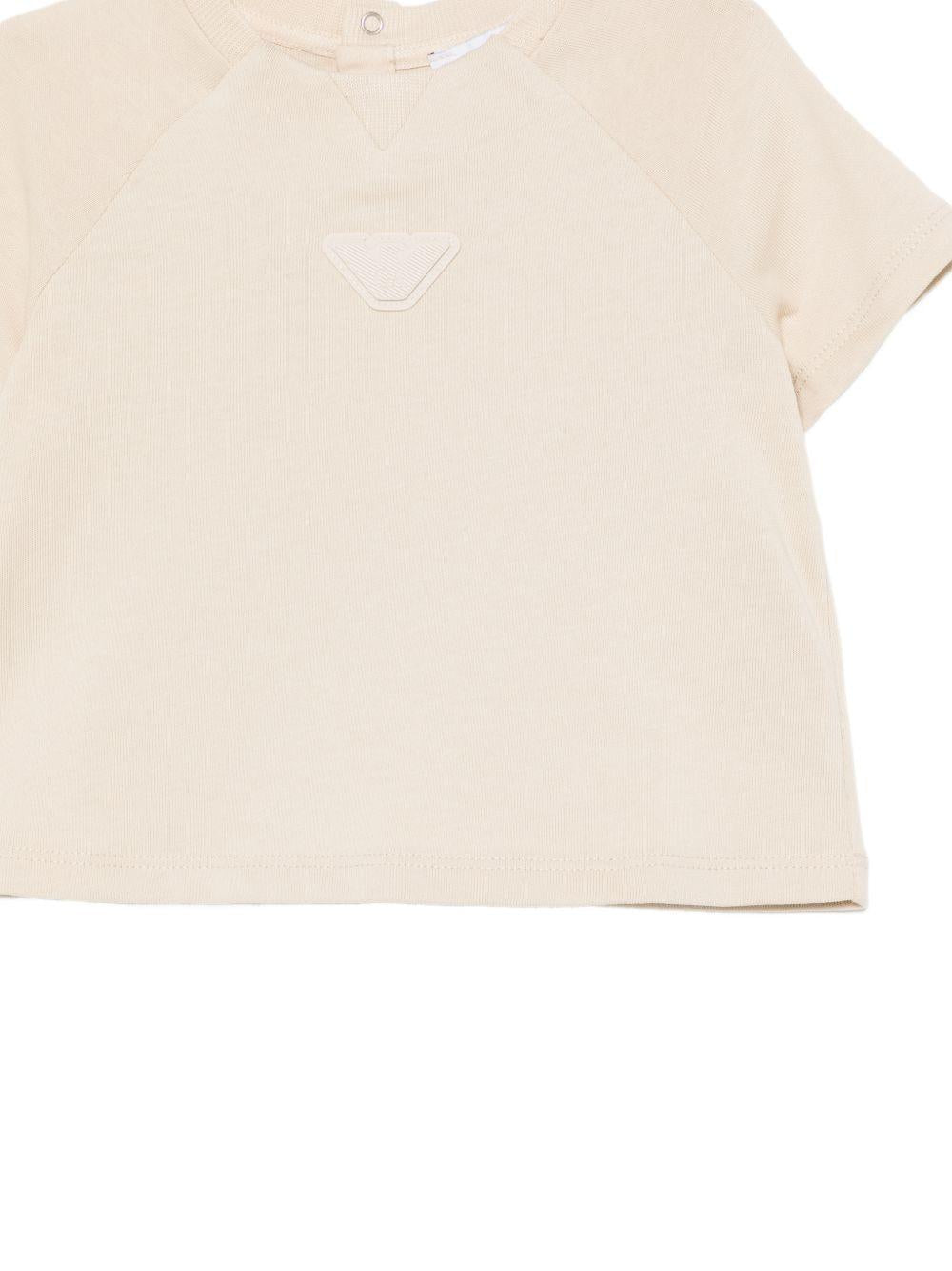T-shirt per neonato Emporio Armani Kids beige con logo Aquila sul davanti EB001070 AF13715 U1156 EMPORIO ARMANI KIDS