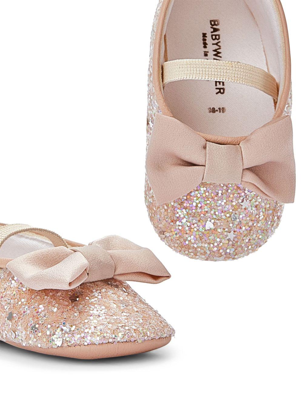 Ballerine per neonata BabyWalker beige con glitter con fiocco PB1645 NUDE BABYWALKER