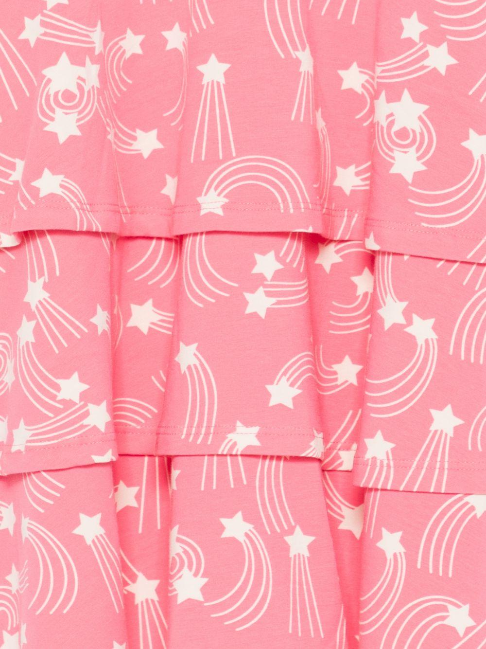 Abito per bambina Mini Rodini rosa con stampa a stelle all-over 26250104 PINK MINI RODINI