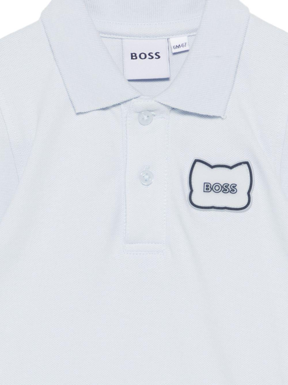 Tutina per neonato Boss Kids azzurra con dettaglio applicato J53033 771 BOSS KIDS