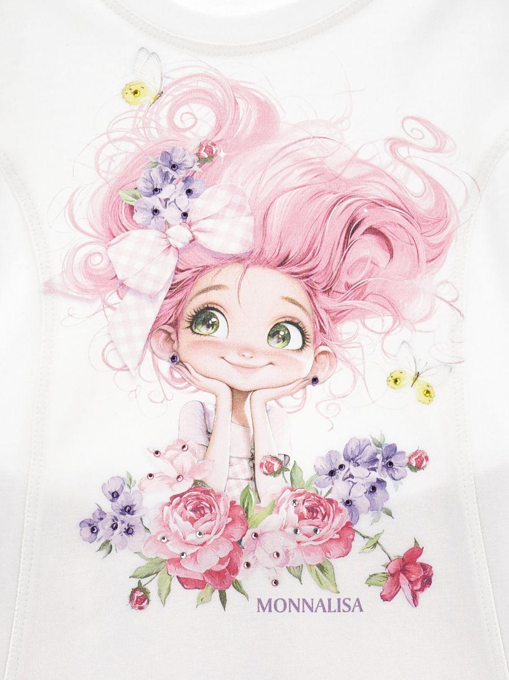 Set t-shirt e pantaloni per bambina Monnalisa Gingham a fiori 19G500 7001 9990 MONNALISA