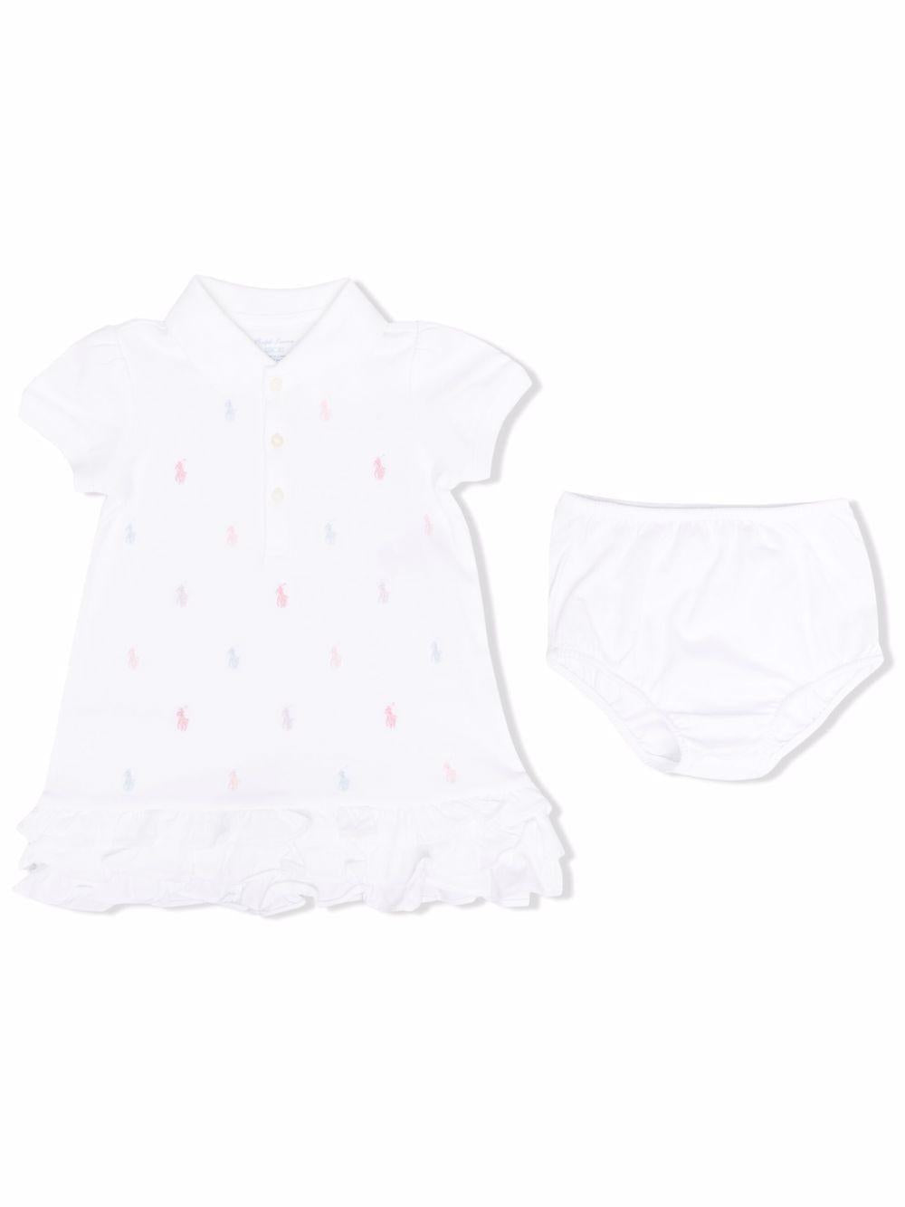 Abito per neonata POLO RALPH LAUREN KIDS bianco in cotone con ricamo 310676237 002 Ralph Lauren kids