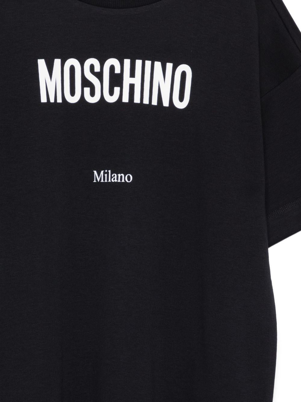 Abito per bambina Moschino Kids nero con logo sul davanti HFV0GLLAA43 60100 MOSCHINO KIDS