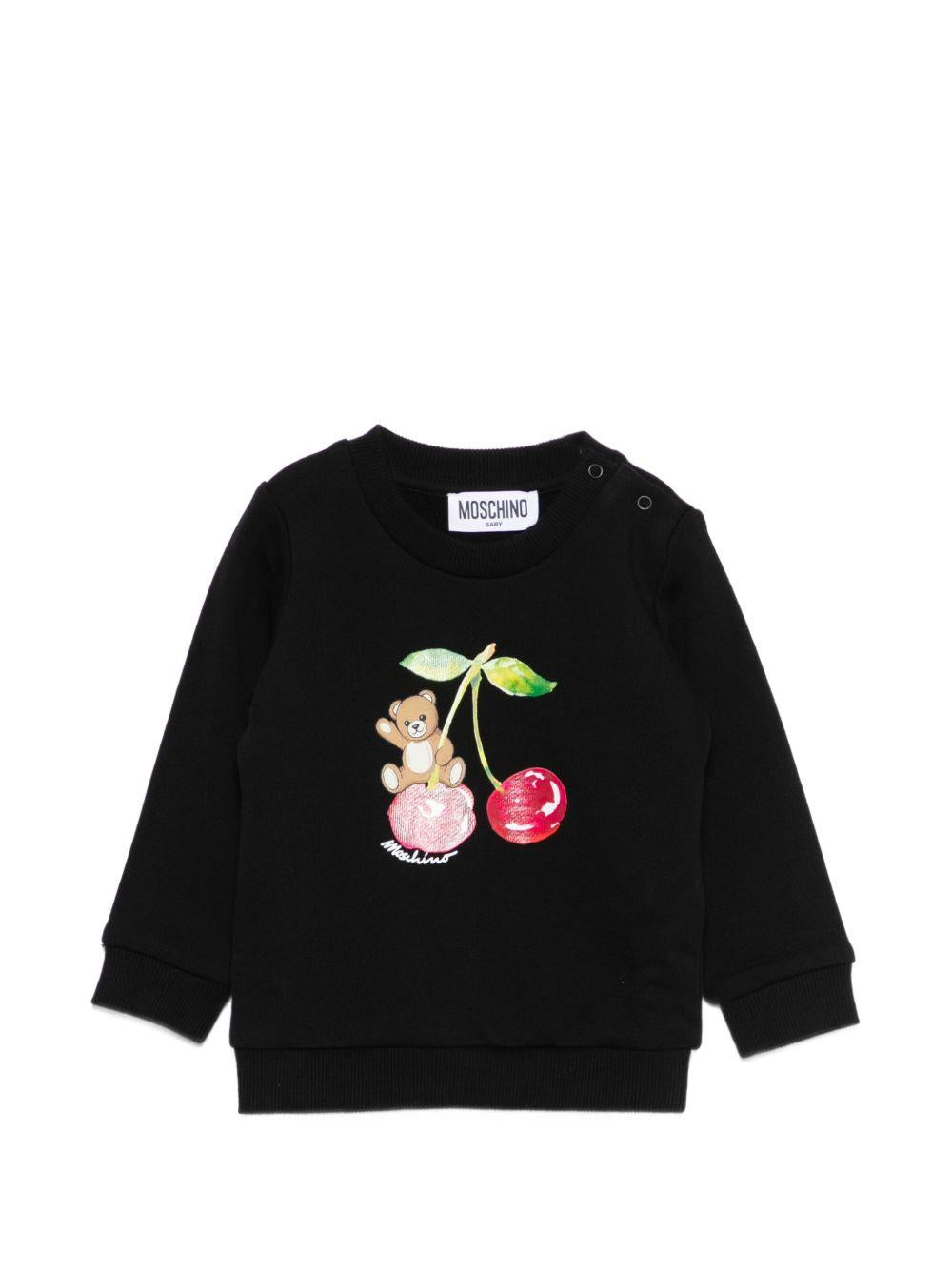Felpa per neonata Moschino Kids nera con stampa Teddy Bear MGF02KLCA52 60100 MOSCHINO KIDS