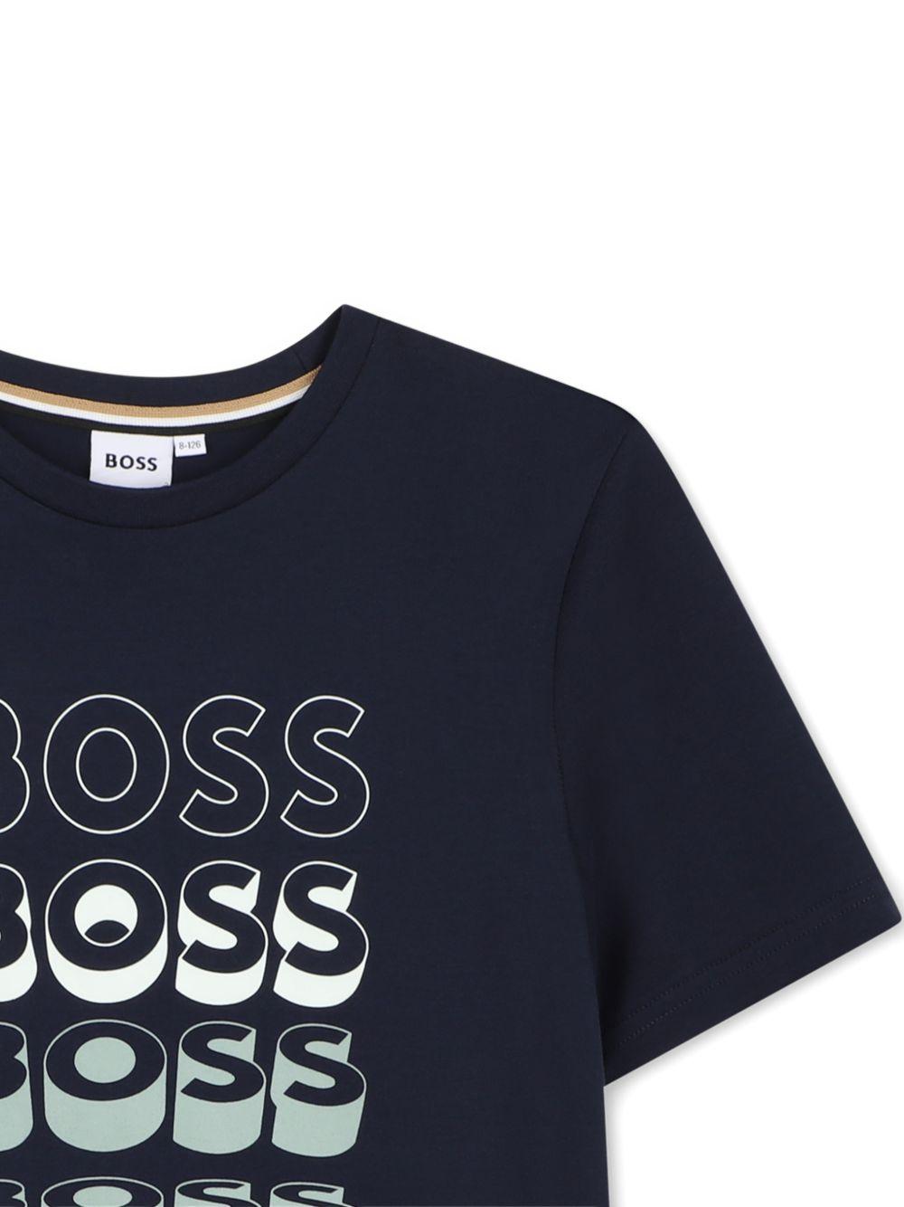 T-shirt per bambino Boss Kids blu con stampa grafica J52982 849 BOSS KIDS